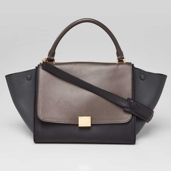 Celine Tri-Color Smooth Leather Medium Trapeze Bag - Picture 1 of 12